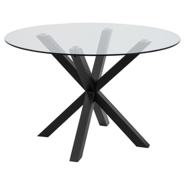 Hyeres Clear Glass Top Dining Table With Black Legs