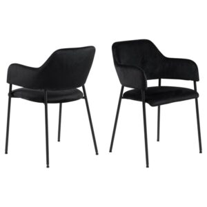 Laveen Black Velvet Dining Chairs In Pair