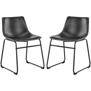 Ocala Vintage Black PU Leather Dining Chairs In Pair