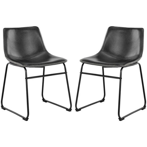Ocala Vintage Black PU Leather Dining Chairs In Pair