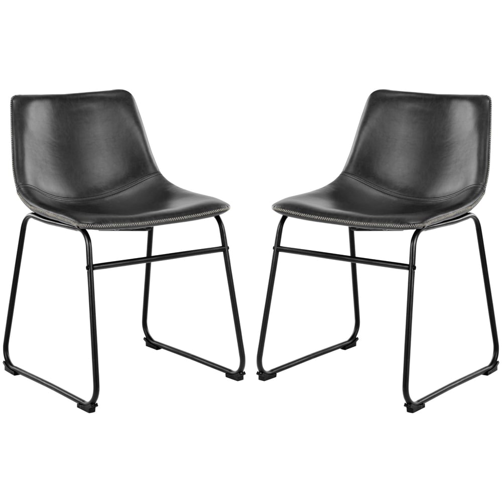 Ocala Vintage Black PU Leather Dining Chairs In Pair