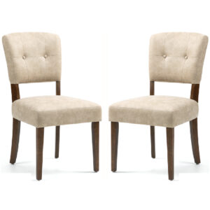 Ontario Beige Bison Fabric Dining Chairs In Pair