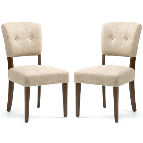 Ontario Beige Bison Fabric Dining Chairs In Pair