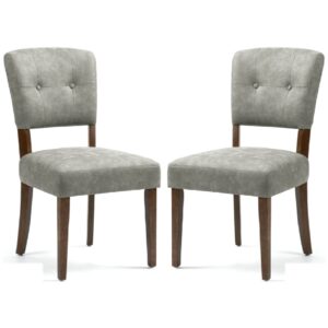 Ontario Grey Bison Fabric Dining Chairs In Pair