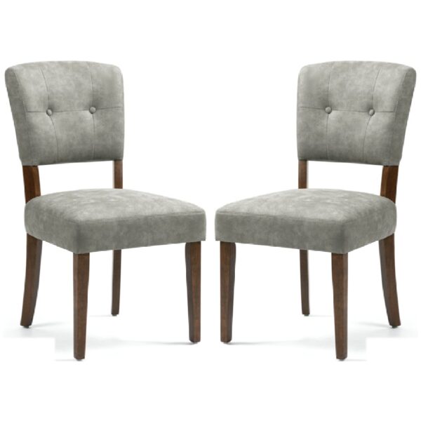 Ontario Grey Bison Fabric Dining Chairs In Pair