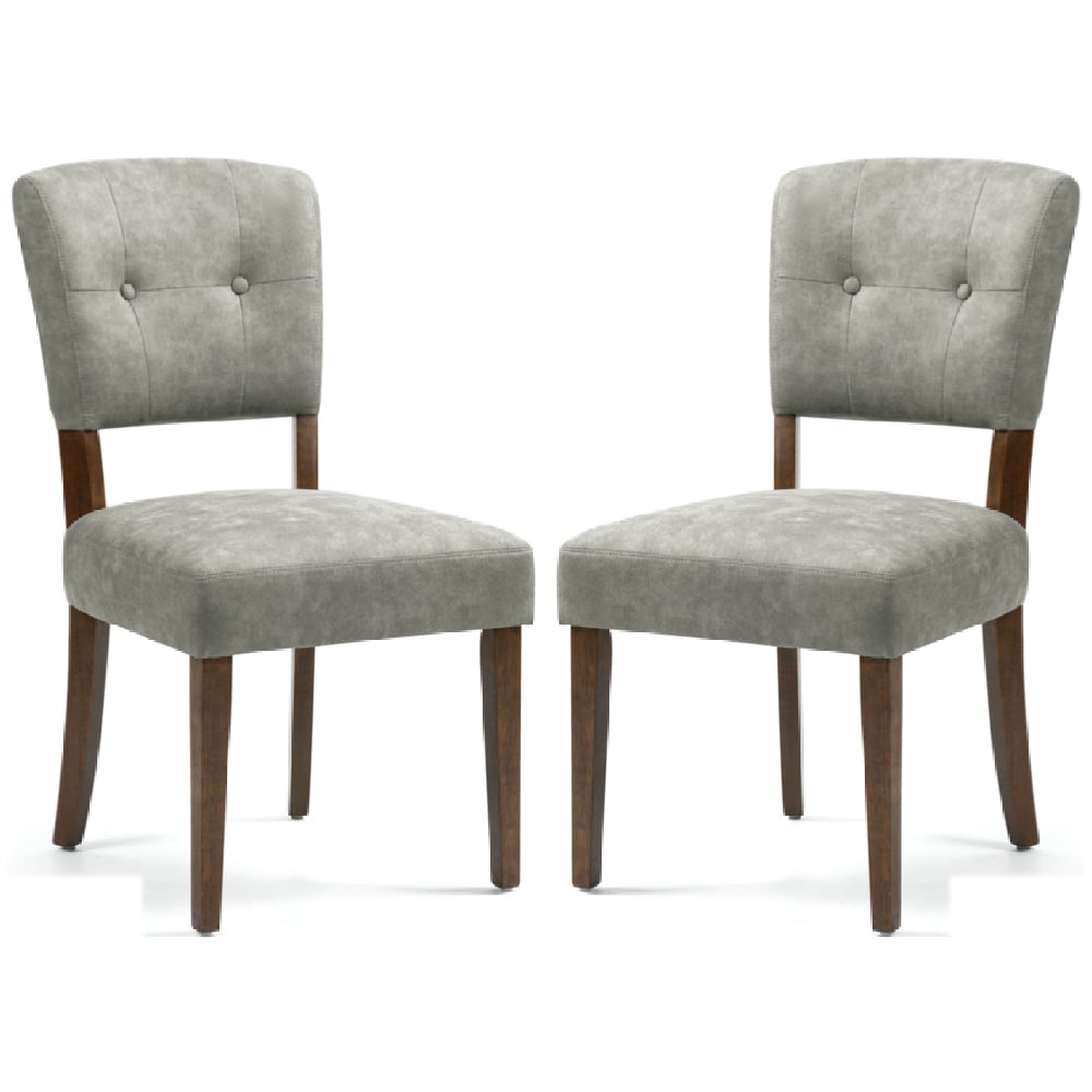 Ontario Grey Bison Fabric Dining Chairs In Pair
