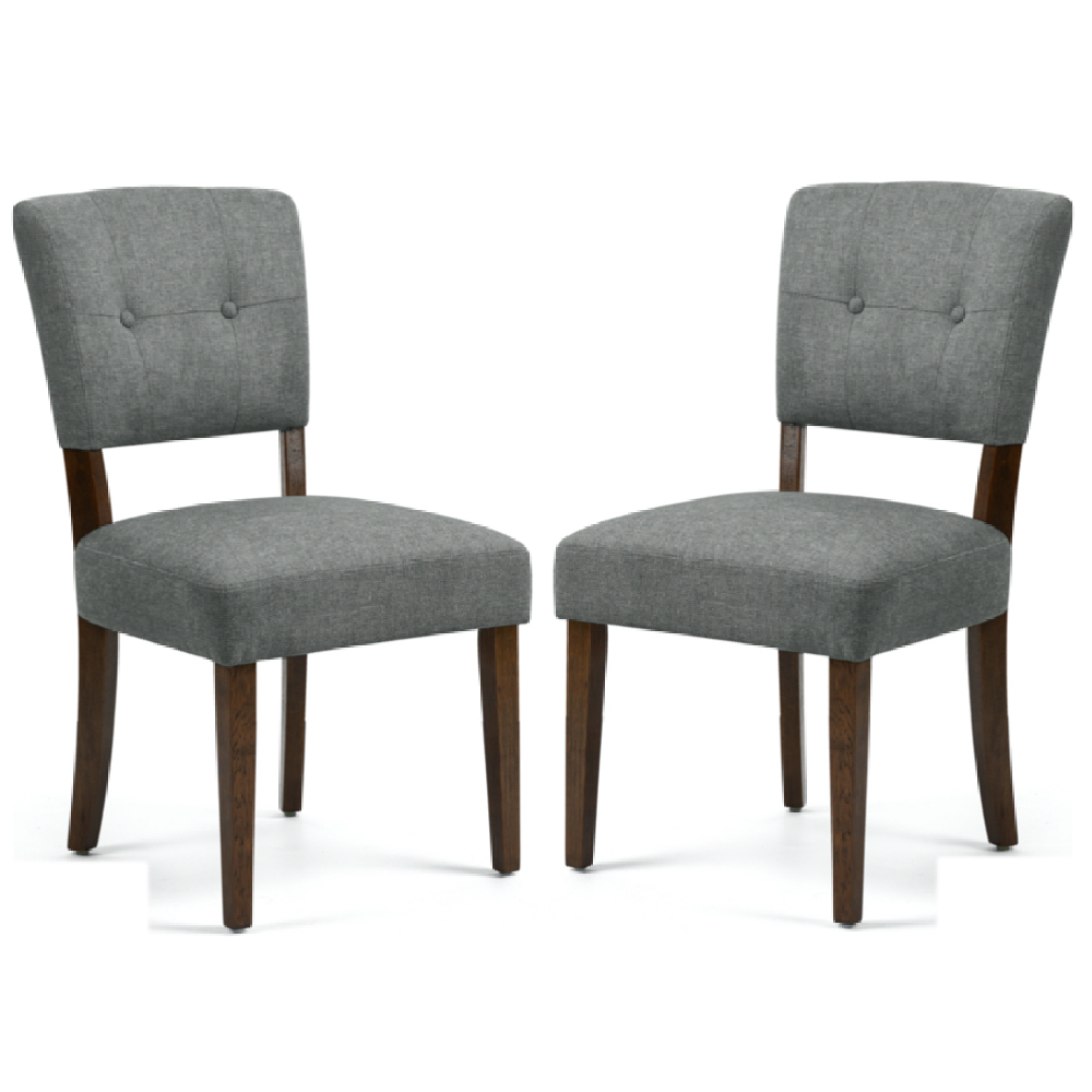 Ontario Grey Fabric Dining Chairs In Pair