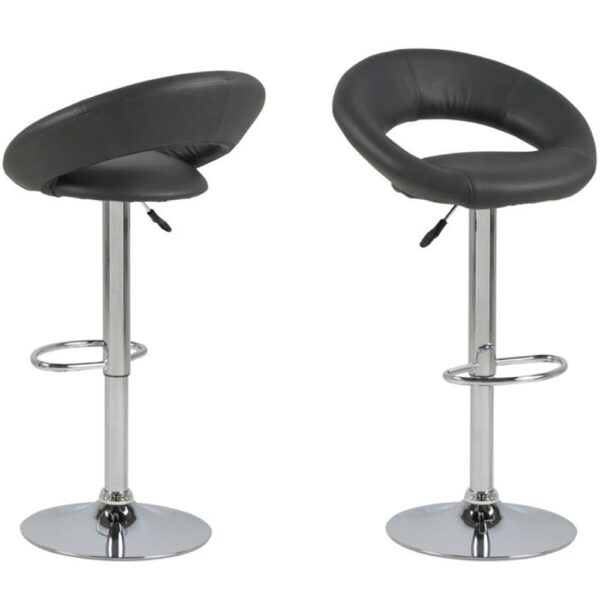 Plano Grey PU Leather Bar Stools With Chrome Base In Pair