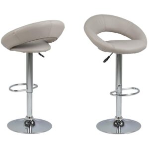 Plano Taupe PU Leather Bar Stools With Chrome Base In Pair