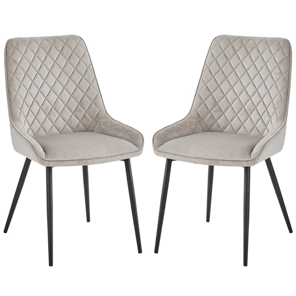 Sanford Quilted Mink Velvet Dining Chairs In Pair