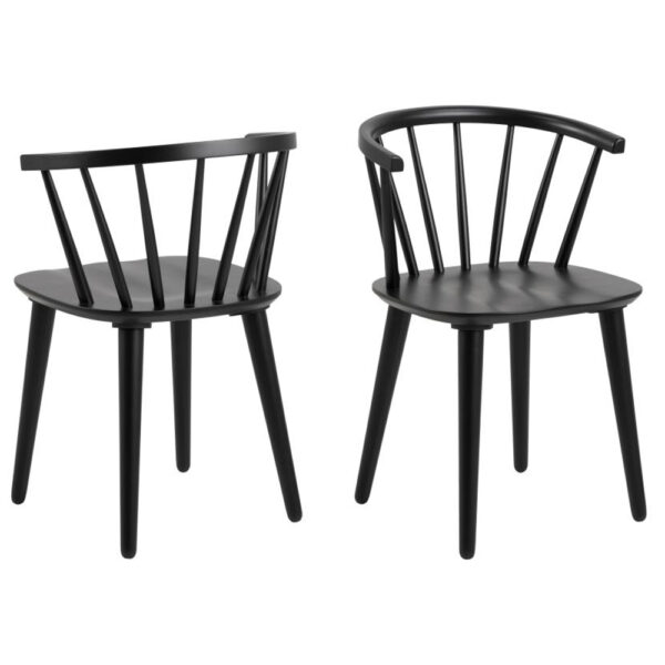 Scribner Black Wooden Dining Chairs In Pair