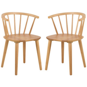 Scribner Matt Oak Wooden Dining Chairs In Pair
