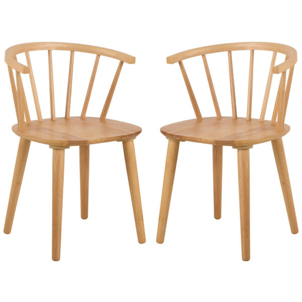 Scribner Matt Oak Wooden Dining Chairs In Pair