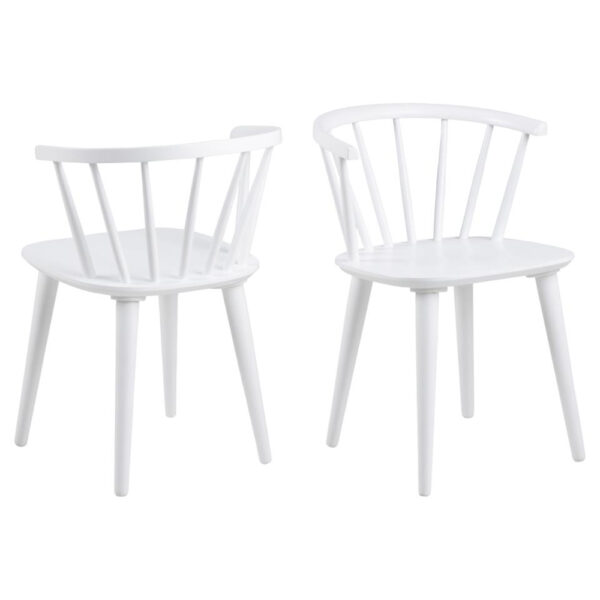 Scribner White Wooden Dining Chairs In Pair