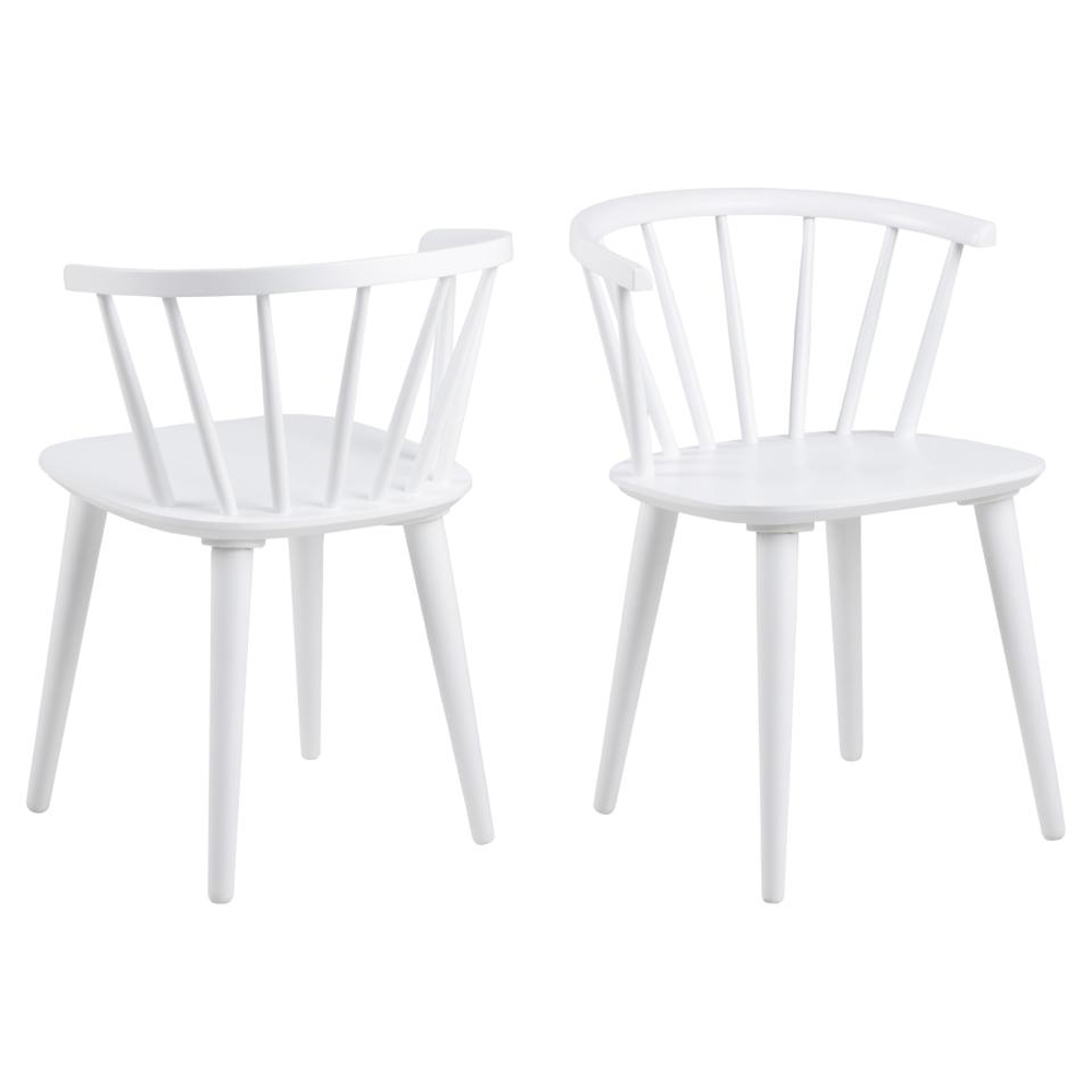 Scribner White Wooden Dining Chairs In Pair