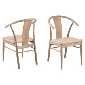 Sturgis Off White Oak Wooden Dining Chairs In Pair