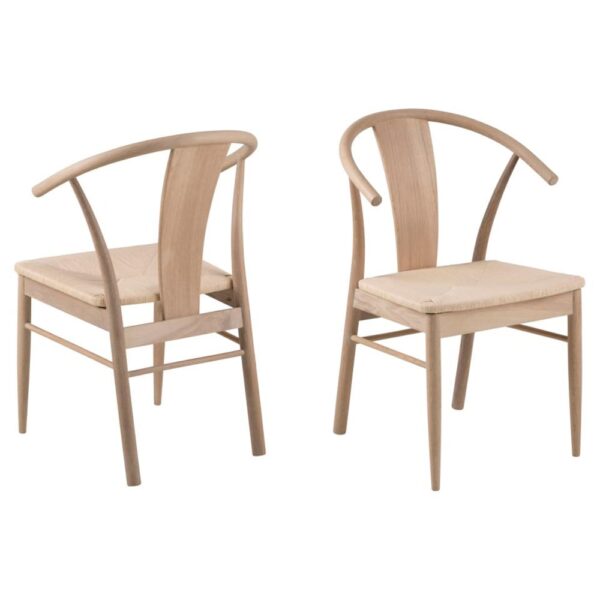 Sturgis Off White Oak Wooden Dining Chairs In Pair