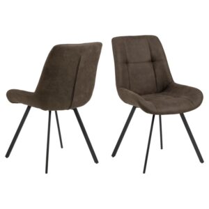 Westerly Anthracite Fabric Dining Chairs With Black Legs In Pair