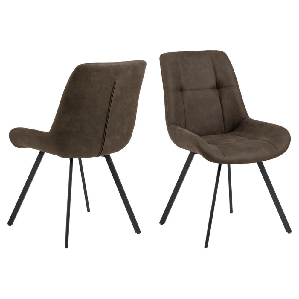 Westerly Anthracite Fabric Dining Chairs With Black Legs In Pair