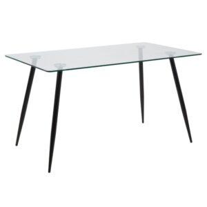 Woodburn Clear Glass Rectangular Dining Table With Black Legs