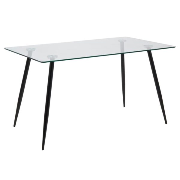 Woodburn Clear Glass Rectangular Dining Table With Black Legs