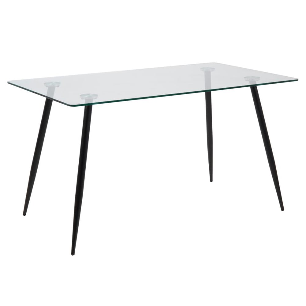 Woodburn Clear Glass Rectangular Dining Table With Black Legs
