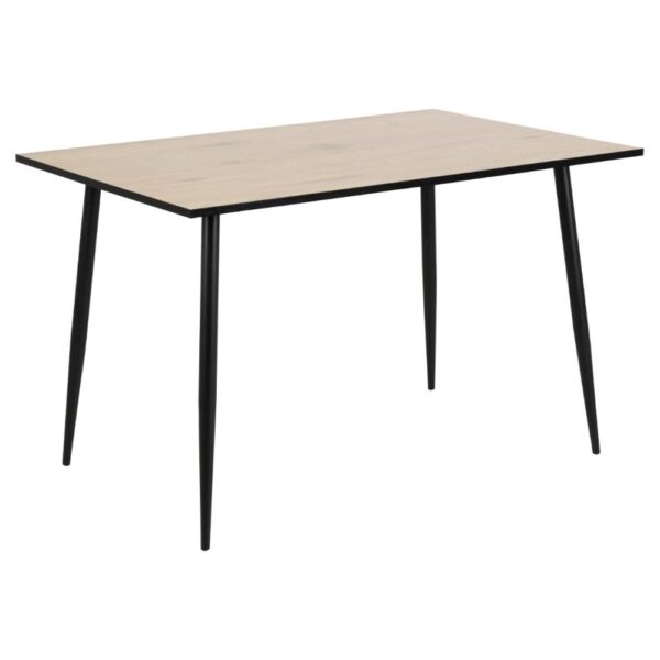 Woodburn Wooden Dining Table With Black Legs In Matt White Wash